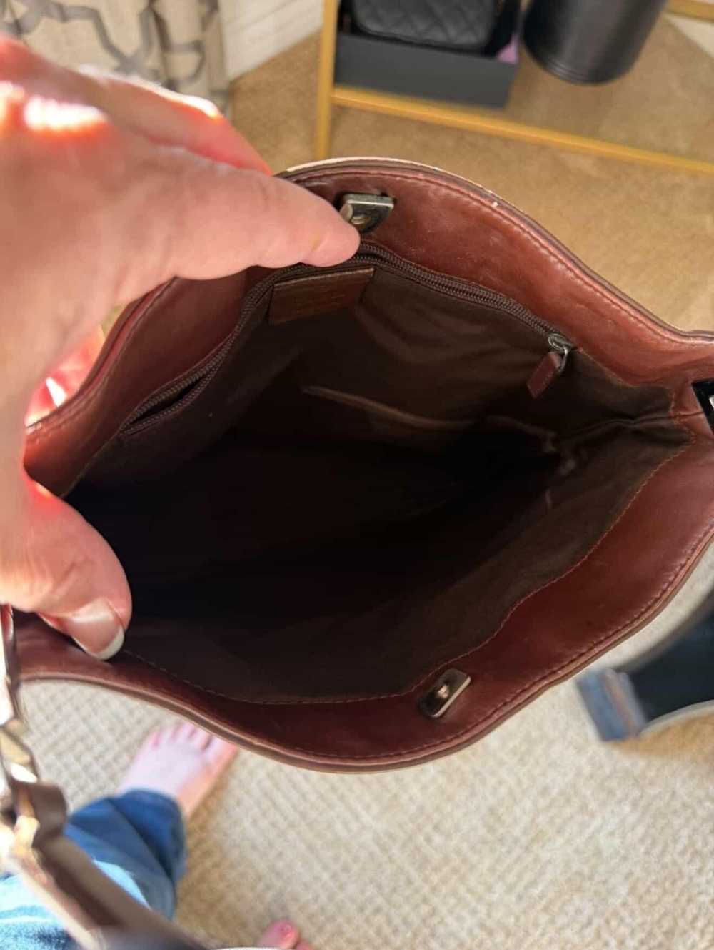 Gucci Vintage GG Canvas Brown Leather Shoulder Bag Hobo - Picture 10 of 14